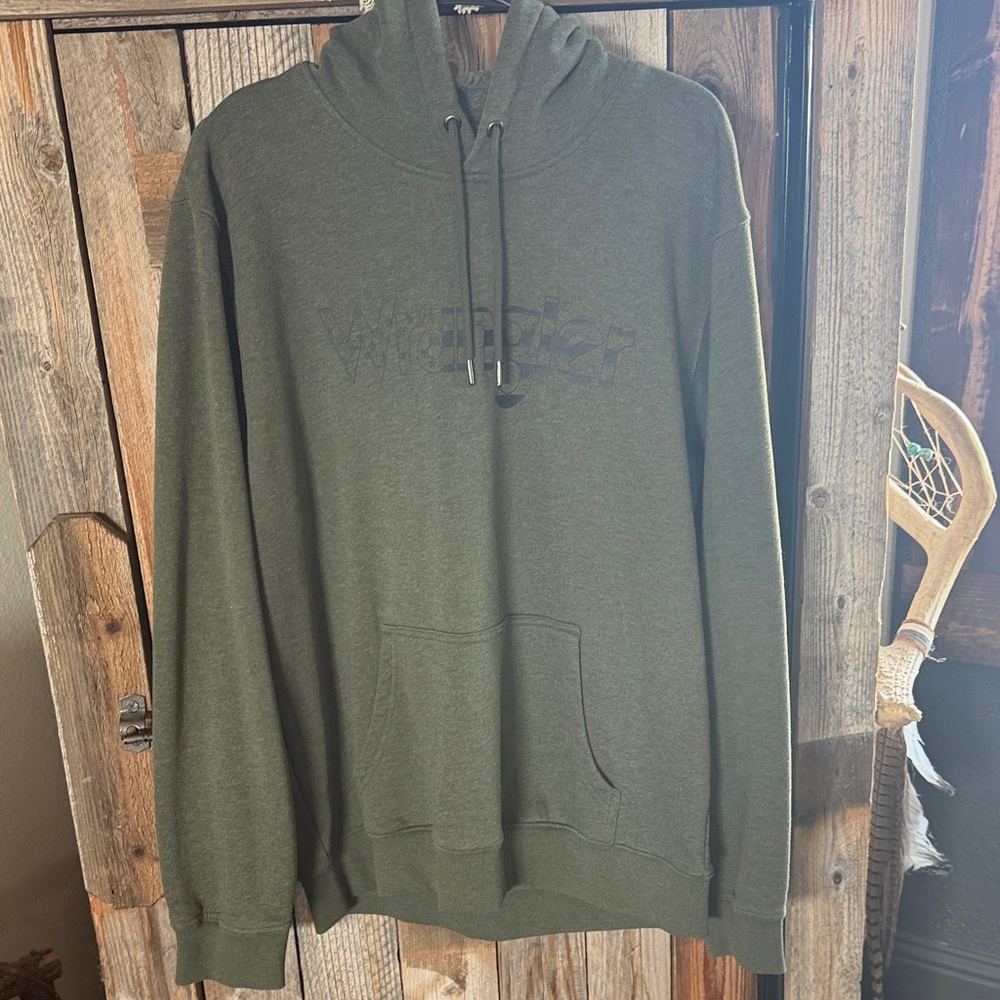Men's Olive Green Wrangler Hoodie Sweatshirt